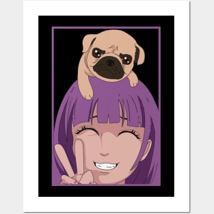 Pug Girl Posters and Art